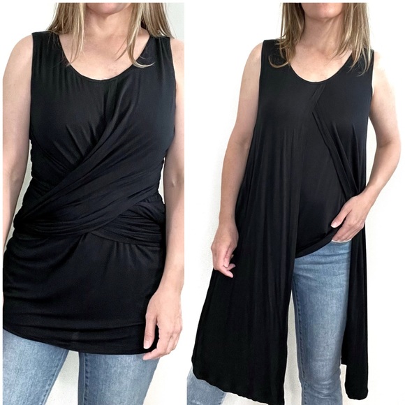 CABI #3243 Beyond Tee in Black Multi Wear long side layers tank top - Picture 1 of 14